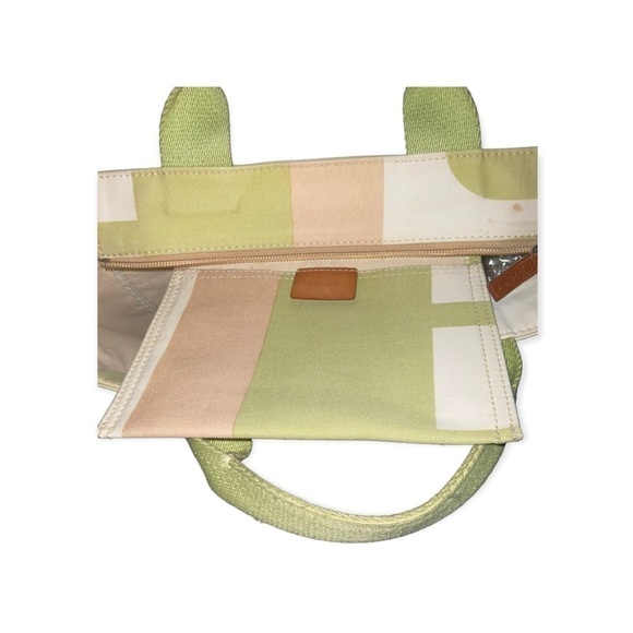 BALLY Canvas Handbag in Cream/Green/Beige Classic Tote - Picture 8 of 16